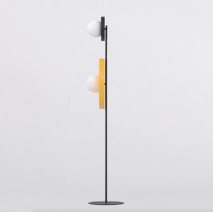 Lampa stojąca podłogowa nowoczesna czarno-pomarańczowa okrągłe talerze 2xG9 8W KISS Emibig