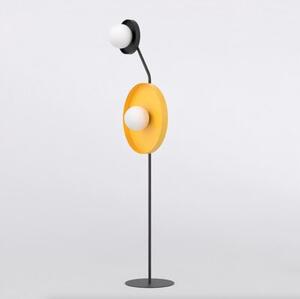 Lampa stojąca podłogowa nowoczesna czarno-pomarańczowa okrągłe talerze 2xG9 8W KISS Emibig