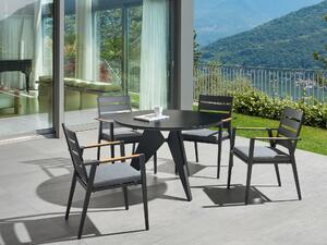 Zestaw 4 krzeseł jadalnianych ogrodowych aluminium z poduszkami czarne Taviano Beliani