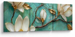 Obraz - 3D magnolie (z zegarem) (90x30 cm)