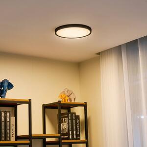 Inteligentna lampa sufitowa Pravin Lindby, możliwość ściemniania, czarny, salon / jadalnia, tworzywo sztuczne, nowoczesny