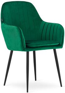 Zielone aksamitne krzesło tapicerowane - Negros 3X
