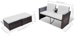 Zestaw Mebli Ogrodowych Komplet Wypoczynkowy Z Poduszkami 4-Częściowy Brązowy Rattan Na Taras Balkon Ogród