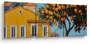 Obraz - Drzewo pomarańczowe (z zegarem) (90x30 cm)