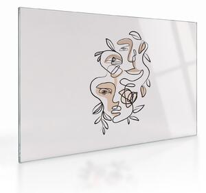 Obraz na szkle - Makijaż twarzy ze sztuką linii (70x50 cm)