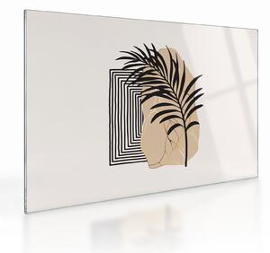 Obraz na szkle - Abstrakcja z tropikalnymi liśćmi N⁰3 (70x50 cm)