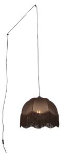 Lampa wisząca czarna z wtyczką i brązowym kloszem z białym wnętrzem 31,5 cm - Cavalux