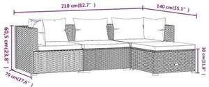 Zestaw Mebli Ogrodowych Komplet Wypoczynkowy Z Poduszkami 4-Częściowy Czarny Rattan Na Taras Balkon Ogród