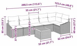 Zestaw Mebli Ogrodowych Komplet Wypoczynkowy Narożny Z Poduszkami 7-Częściowy Szary Rattan Na Taras Balkon Ogród