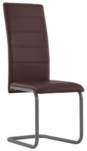 Krzesła stołowe, wspornikowe, 4 szt., brązowe, sztuczna skóra