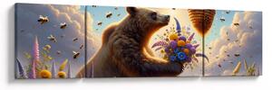 Obraz - Niedźwiedź i pszczoły (170x50 cm)