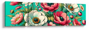 Obraz - Kwiaty na niebieskim tle (170x50 cm)