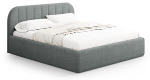 Ciemnoszare tapicerowane łóżko dwuosobowe ze schowkiem ze stelażem 140x200 cm Juno – Windsor & Co Sofas