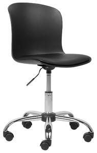 Obrotowe krzesło biurowe regulowane chromowane nogi czarna ekoskóra Vamo Beliani