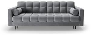 Jasnoszara aksamitna rozkładana sofa ze schowkiem 222 cm Bali – Cosmopolitan Design