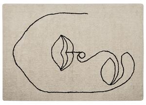 Dywan do salonu 160 x 230 cm bawełniany beżowy motyw twarzy abstrakcyjny wzór Bayir Beliani