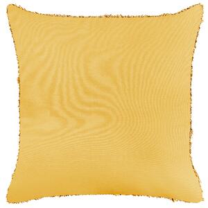 Bawełniana poduszka dekoracyjna tuftowana jednolita 45 x 45 cm żółta Rhoeo Beliani