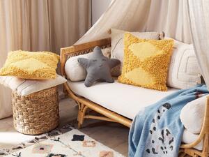 Zestaw 2 bawełniane poduszki dekoracyjne tuftowane 45 x 45 cm żółte Rhoeo Beliani