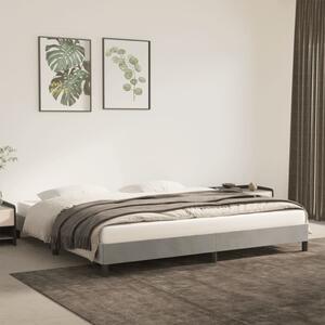 Rama łóżka, jasnoszara, 200 x 200 cm, tapicerowana aksamitem