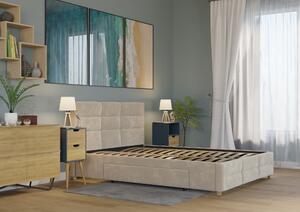 Łóżko 180x200 Tapicerowane Bergamo + 2 Szuflady Welur Beżowe