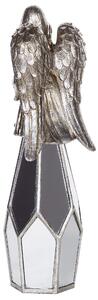 Figurka dekoracyjna anioł ozdoba z elementami lustrzanymi srebrna Naves Beliani
