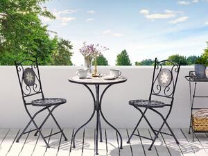Metalowy stolik ogrodowy bistro mozaika ceramiczna blat styl vintage czarny Coriati Beliani