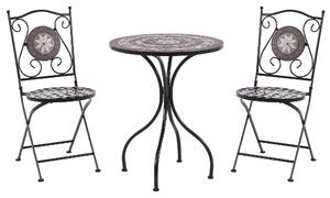 Metalowy zestaw mebli balkonowych stół 2 krzesła mozaika składane czarne Cariati Beliani