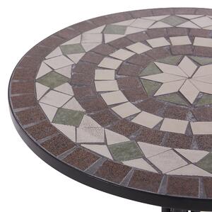 Metalowy stolik ogrodowy bistro mozaika ceramiczna blat styl vintage czarny Coriati Beliani