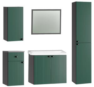 Komplet zielonych szafek łazienkowych - Milton 6S