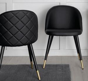 Venture Home Krzesła stołowe Velvet, 2 szt., ekoskóra, czarno-mosiężne