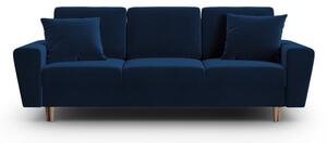 Niebieska aksamitna rozkładana sofa ze schowkiem 235 cm Kyoto – Cosmopolitan Design