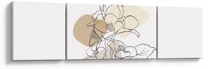 Obraz - Beżowe kwiaty z motylem N⁰1 (170x50 cm)