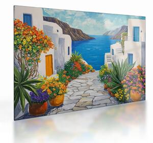 Obraz na szkle - Grecka uliczka (70x50 cm)