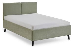 Jasnozielone tapicerowane łóżko dwuosobowe ze stelażem 140x200 cm Piano – Meise Möbel