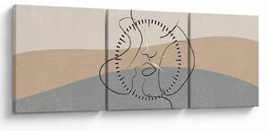 Obraz - Line art kiss (z zegarem) (90x30 cm)