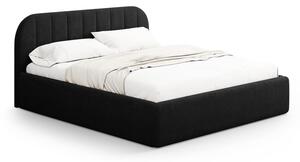 Czarne tapicerowane łóżko dwuosobowe ze schowkiem ze stelażem 140x200 cm Juno – Windsor & Co Sofas