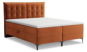 Łóżko kontynentalne ze schowkiem 140x200 cm w kolorze terakoty Mikana – Makamii