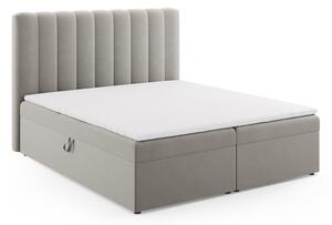 Szare łóżko boxspring ze schowkiem 180x200 cm Gina – Milo Casa
