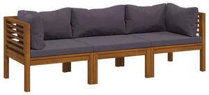 Sofa 3-osobowa ogrodowa z poduszkami, lite drewno akacjowe