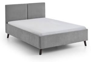 Szare tapicerowane łóżko dwuosobowe ze stelażem 140x200 cm Piano – Meise Möbel