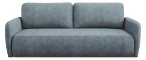 Szaroniebieska rozkładana sofa z tkaniny szenilowej ze schowkiem 218 cm Lilo – Makamii