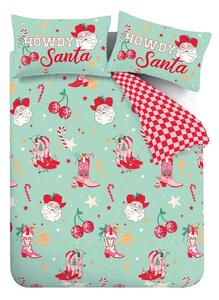 Zielono-różowa pościel jednoosobowa 135x200 cm Santa's Howdy Christmas – Catherine Lansfield