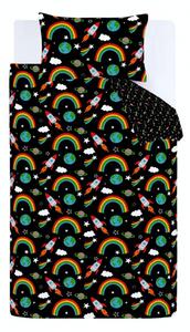 Czarna pościel dziecięca jednoosobowa 135x200 cm Rainbow Rockets – Catherine Lansfield