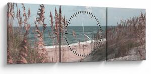 Obraz - Różowa plaża (z zegarem) (90x30 cm)
