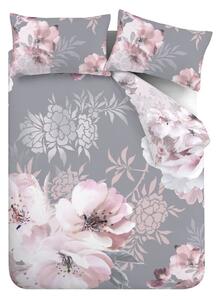 Różowo-szara pościel dwuosobowa 230x220 cm Dramatic Floral – Catherine Lansfield