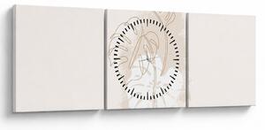 Obraz - Line art monstera N⁰1 (z zegarem) (90x30 cm)