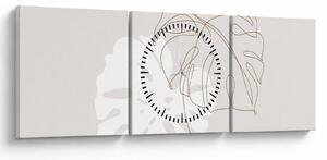 Obraz - Line art monstera N⁰2 (z zegarem) (90x30 cm)