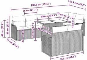 Zestaw Mebli Ogrodowych Komplet Wypoczynkowy Z Poduszkami 9-Częściowy Czarny Rattan Na Taras Balkon Ogród