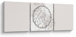 Obraz - Line art monstera N⁰3 (z zegarem) (90x30 cm)