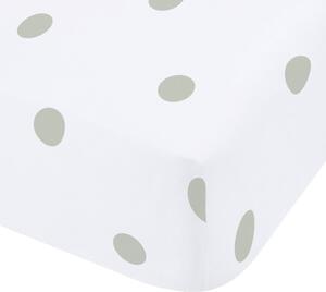 Biało-zielone flanelowe prześcieradło z gumką 150x200 cm Polka Dot – Catherine Lansfield